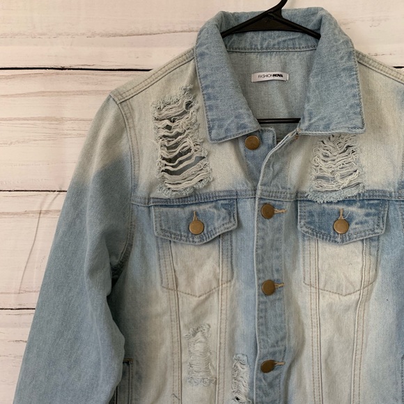 Fashion Nova Jackets & Blazers - Women’s Fashion Nova Distressed Denim Jacket